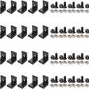 20Pcs 2020 Aluminum Extrusion T Slot Corner Bracket 20 Series Extruded Hardware L Connector with M5 Nuts Bolts for 20/20 20mm T V Slot Black Aluminum Profile Rail Accessories