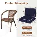 Outdoor Chair Cushions, 24''x24'' Outdoor Chair Cushions, Patio Chairs Cushions w/ Back Cushion,Handle,Straps,Removable Cover, Outdoor Cushion for Kitchen Dining Patio Furniture,Water & Fade-Resistant