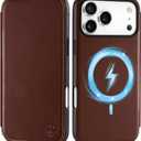 SHIELDON Genuine Leather Slim Case Wallet for iPhone 17 Pro Max 6.9-inch 2025 | Wireless Charging | Flip Magnetic | RFID Blocking Credit Card Holder | Full Protective Cover | Retro Coffee