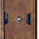 GSOIAX Wallet for Men Slim RFID Blocking Front Pocket Bifold Wallet Leather Money Clip 10-12 Cards Mens Wallet with ID Window Thin Minimalist Credit Card Holder Birthday Gifts for Men Patterned-Brown