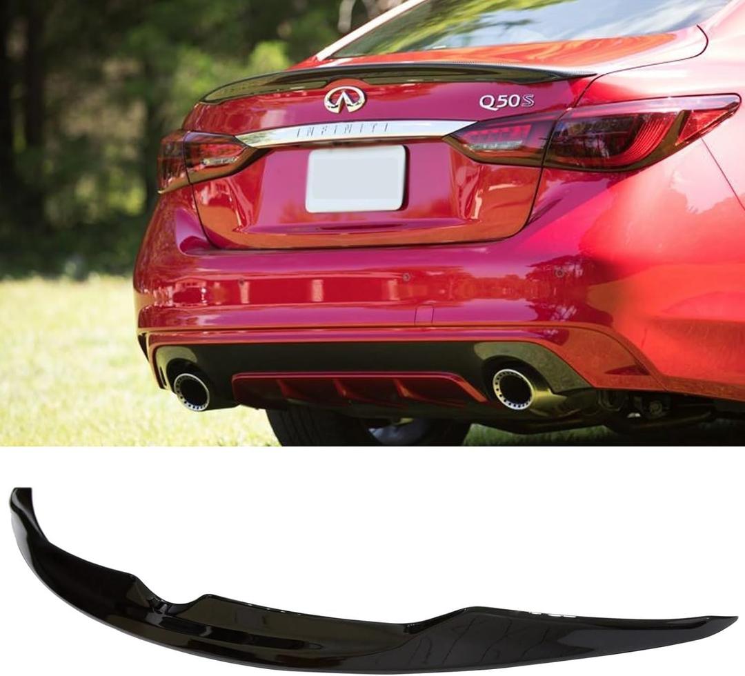 2014-2024 Glossy Black Rear Trunk Spoiler Wing Compatible with Infiniti Q50 Luxe Edition Sport Red Sport 400 Q50S 2015 2016 2017 2018 2019 2020 2021 2022 2023