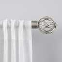 Exclusive Home Curtains Ogee 1" Curtain Rod and Coordinating Finial Set, Matte Silver, Adjustable 36"-72"