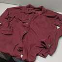 ZOLUCKY Womens Long Sleeve Shacket Casual Corduroy Button Down Shirts Solid Color Shacket Blouse Tops, Wine Red 3XL