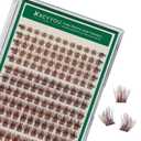 KEYYOU Brown Lash Clusters 144pcs Eyelash Clusters 8-18MIX D Curl Cluster Lashes Soft Wispy Lash Clusters Natural Look Brown DIY Lash Extension At Home(Brown05-D-8-18MIX)