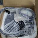 10X Rectangle Magnifying Glass with Light and Stand, 24" Flexible Gooseneck 3-in-1 Floor Lamp, 5 Color Modes Stepless Dimmable, LED Lighted Hands Free Magnifier for Reading Painting Close Work - Blue