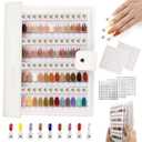 ANGNYA Magnetic Nail Swatch Book, 144 Nail Color Book Leather Nail Sample Display Book with144 Magnetic Tips & 1-240 Number Labels, Perfect for Professional Salon Nail Art Color Chart & Practice Stand (White)