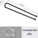 Partition Curtain Rod, U Shaped Curtain Rod with Flat Hooks, Wall Mounted Metal Privacy Partition Rods for Fitting Room Beauty Salon Spa Bedroom Hospital (Black, 6.56ft)