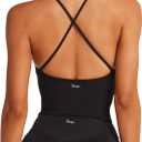 Danysu Sculpt Workout Tank Tops Women Backless Longline Sports Bras Strappy Padded Yoga Top (Black, M)