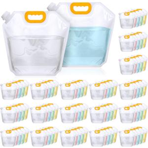 1.3 Gallon Collapsible Water Storage Bag Emergency Jug Container Clear Plastic Water Bladder for Outdoor Sport Camping Hiking No Leak, Freezable, Odorless, Flat Folding (No Scale)