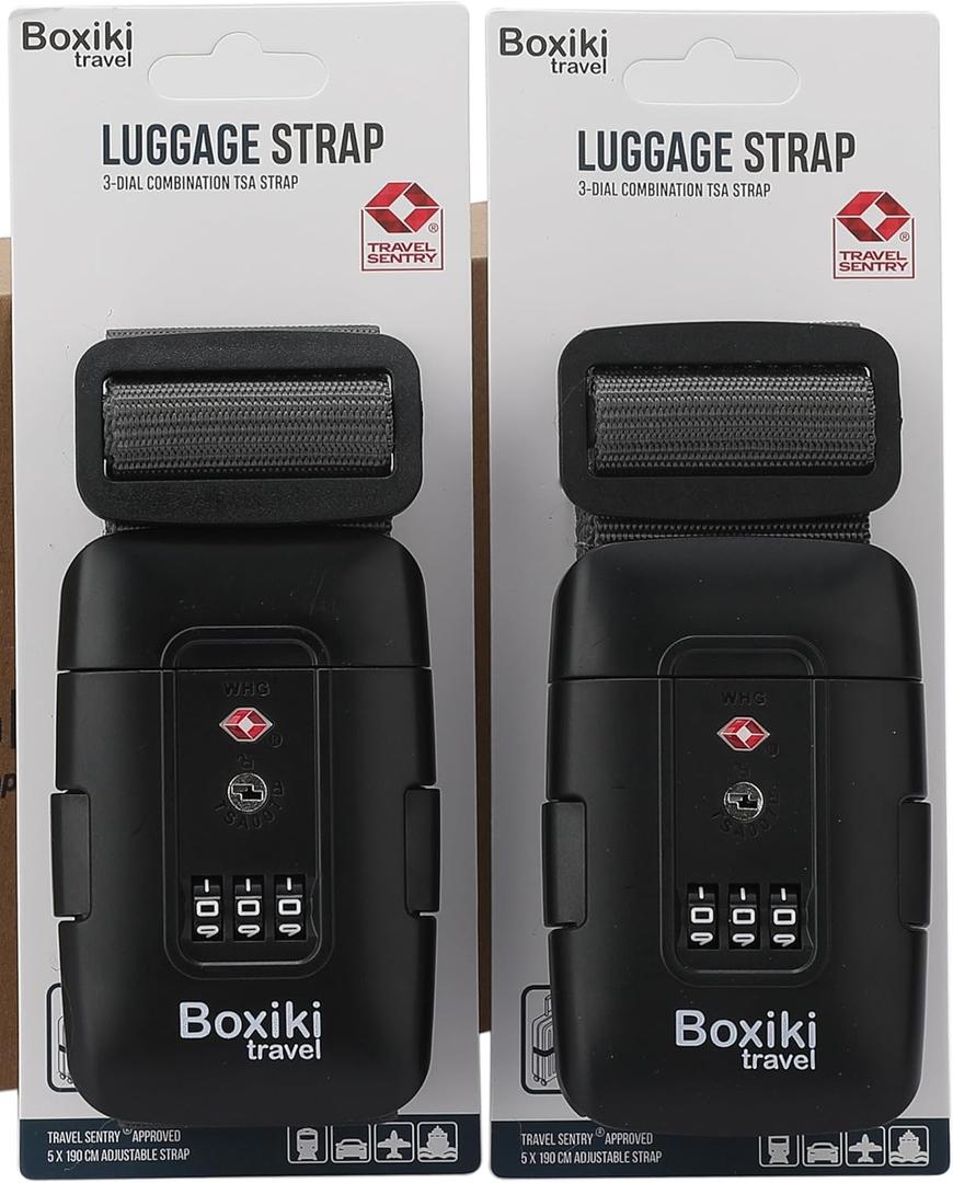 Charcoal Grey TSA Approved Luggage Straps Set of 2, Precision-Engineered Adjustable Suitcase Belts with 3-Dial Combination Lock, Heavy-Duty Polyester Travel Belt Fits Checked Bags and Carry-On, 74.8 inches x 1.97 inches