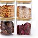 SIXAQUAE Glass Food Storage Containers Jar Seal Bamboo Lids 4 Packs 600ml Airtight Canister Organization Sets Stackable