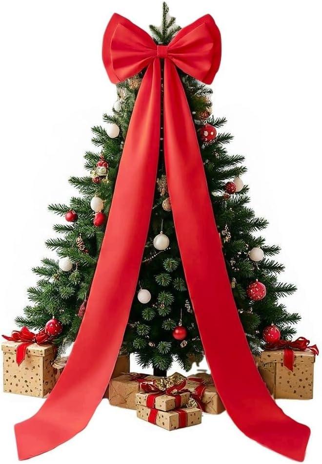 Giant Bow Christmas Tree Topper Decoration Large Red Bows for Christmas Tree Satin Bow for Dress Accessories Big Bows for Christmas Decoration