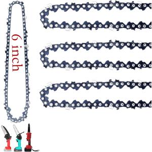 [4 Pieces] 6 Inch Mini Chainsaw Chain 37E Drive Links, 1/4"LP Pitch, .043" Gauge, Replacement Chains for 6-inch Cordless Electric Portable Mini Chainsaw for Wood Branch Cutting
