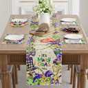 3 x XCHI Masks Hats Beads Mardi Gras Table Runner Carnival Table Decoration for Masquerade Party Home Kitchen Dining Holiday Decor 13x72 Inch