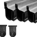 Slot Channel Drain with 304 Stainless Steel Grate-39.4Lx6.3Wx10.9H in. Deep Profile Trench Drain System for Landscaping,3 Pack Total Length 118.2in,A15 Hidden Drain Channel