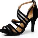 Dress First Ballroom Dance Shoes Women Dancing High Heel Salsa Shoe Latin Sandal Pumps (8.5)