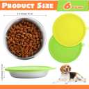 Patelai 12 Pcs Stainless Steel Dog Bowls with Silicone Lids Portable Food and Water Dishes for Pets Sealable Containers for 6.3" for Cats & Small Dogs (Red,Blue,Green,Purple)