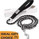 Chain Dog Leash Chew Proof Metal Leash for Medium Large Dogs, Chain Link Dog Anti Chew 5.2FT / 4FT Strong Anti Bite Comfortable Soft Padded Handle (Black, 5FT (30-80lb)