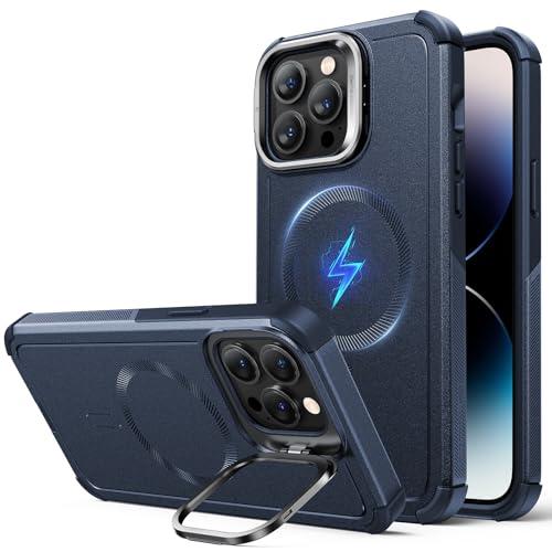 ESR for iPhone 14 Pro Case with Stand, 23 ft Military-Grade Drop Protection Heavy Duty Magnetic Phone Case, Compatible with MagSafe Accessories, Cyber Series, Blue