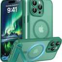 Magnetic Compatible with iPhone 15 Pro Max Case, [Built-in Kickstand][Full Camera Protection][Compatible with MagSafe][Anti-Fingerprint] Shockproof Phone Case for iPhone 15 Pro Max 6.7",Cyan