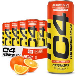C4 Performance Energy Drink | Zero Sugar Carbonated Preworkout Energy | 150mg Caffeine with Beta Alanine | Orange Slice | 12 Fl Oz (12 Pack) (EXP 02/01/27)
