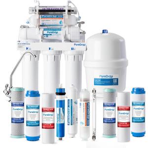 PureDrop RTW5AK-UV SGS-Tested Reverse Osmosis Water Filter System with Alkaline Remineralization & UV Filter, 7-Stage Under Sink RO Water Filtration System Plus Extra 3 Filters, 50 GPD