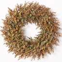 32"Artificial Eucalyptus Wreath with Seed for Front Door Decor(Fall Orange)
