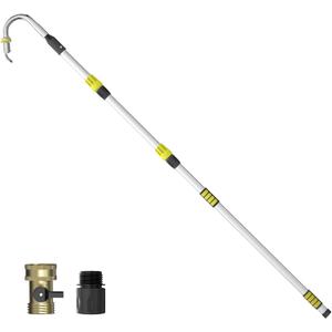 24FT Reach Gutter Cleaning Tools from Ground, Telescopic Rain Gutter Cleaners Tool with Quick Connect Adapter and Heavy Duty Wand for 2nd Story House