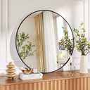 IDEALHOUSE 30Inch Black Round Wall Mirror, Circle Mirror Metal Frame for Bathroom, Vanity, Entryway, Bedroom, Living Room, Wall Mounted Modern Rustic Decor