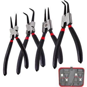 7 Snap Ring Pliers Set 4PC, Internal/External Circlip Pliers with Straight+Bent Jaws, Heavy Duty C Clamp Pliers & C Clip Removal Tool for Automotive Tools Professional Mechanics