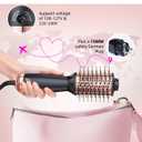 Travel Dual Voltage Hair Dryer Brush, Small Hot Air Brush for European Travel, Compact 2 Inch One Step Blowout and Volumizer Hair Blow Dryer with Oval Design, Rose Gold