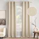 Cream Beige Faux Textured Curtains, 2-Panel Set, 50" x 100", for Living Room or Bedroom, Privacy Panels