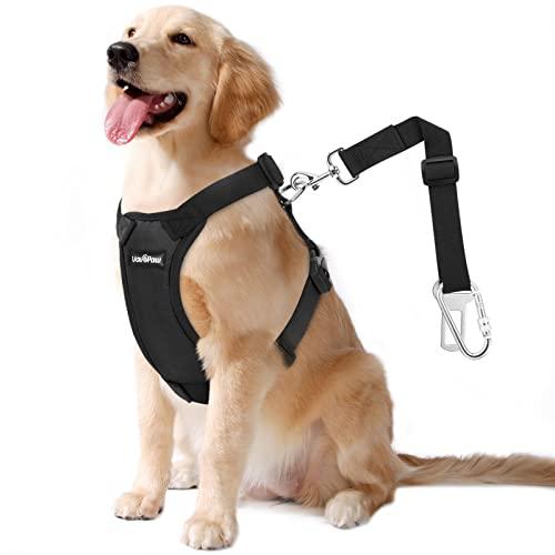 VavoPaw Dog Seat Belt, Safety Vest Dog Car Harness with Adjustable Buckle Dog Seat Belt for Vehicle Nylon Pet Safety Seat Belts Heavy Duty(XXL, Black)
