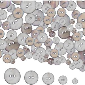 50PCS Gray Pearl Buttons, 10mm/12.5mm/15mm/18mm/20mm, 2 Holes