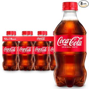 Coca-Cola Soda Soft Drinks, 12 fl oz Bottles, 8 Pack - Classic Cola Soft Drink Pack. BBD: 08/10/2026