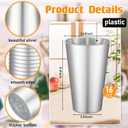 Jingmore 100 Pack 16 oz Disposable Plastic Cups Aluminum Party Tumbler Stackable Plastic Drinking Cups for Hot Cold Drinks Coffee Cocktail Beverage for Wedding Birthday Graduation Picnic(Silver)