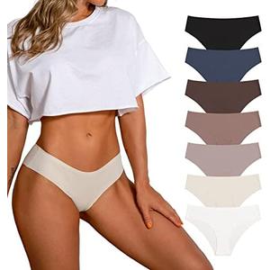 SHARICCA Women Seamless Cheeky Bikini No Show Panties Ladies Invisible Breathable Briefs Soft Stretch Underwear Multi Pack.M