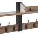 YMYNY 31.5" Coat Rack Wall Mount with Shelf, 4 in 1 Key and Coat Hanger with 12 Metal Hooks, Wall Shelf with Hooks & Mail Holder for Living Room, Bedroom, Silver Gray, HWS007Y-2