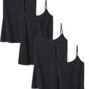 Amazon Essentials Women's Slim-Fit Camisole for Layering and Everyday Wear, Pack of 4, Black, X-Small