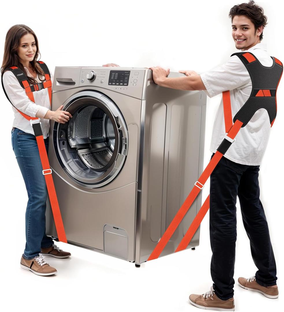 Ytonet Moving Straps, 2-Person Lifting and Moving System, Furniture Lifting Straps with Padded Back Support for Appliance, Mattress, Heavy Objects up to 800 lbs, 145 IN Long Easy to Move, Lift, Orange