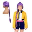 Purple Braid Wigs for Kids Long Braids Wigs Hair Halloween Party Accessories Costume Dress-up Cosplay Wig for Girls