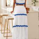 PRETTYGARDEN Women's Summer 2 Piece Beach Outfit Casual Sleeveless Cropped Tank Top High Waisted Maxi Skirt Set (White, L)