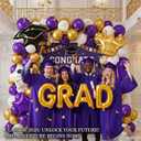 Purple and Gold Graduation Decorations Class of 2026 - Graduation Party Supplies with Backdrop Congrats Grad Balloon Arch Kit Foil Star Crown Balloons for College High School Graduation Party Supplies, 2 inches x 8 inches x 2.7 inches