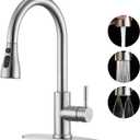 Kitchen Faucet with Pull Down Sprayer - High Pressure Blade Spray Kitchen Sink Faucet, Modern High Arc Stainless Steel Brushed Nickel Kitchen Faucet with 3 Spray Modes, Kitchen Faucets for 1 or 3 Hole