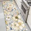 DEXI Kitchen Mats for Floor, 17x59, Cushioned Standing Mat Anti Fatigue, Waterproof Comfort Floral Padded for Laundry Room Office, Blue and Yellow