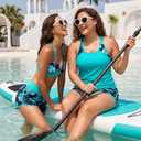 Women's 3 Piece Tankini Swimsuit Tummy Control with Bra Pocket Boy Shorts (Blue, M)