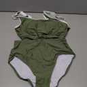 ZAFUL High Waisted Bikini Sets for Women Two Piece Swimsuit Modest Bathing Suit Tummy Control Swim Suit Twist Front Push Up Bikini Top with Full Coverage Bikini Bottom Cute Swimwear 2025 Olive-Green S