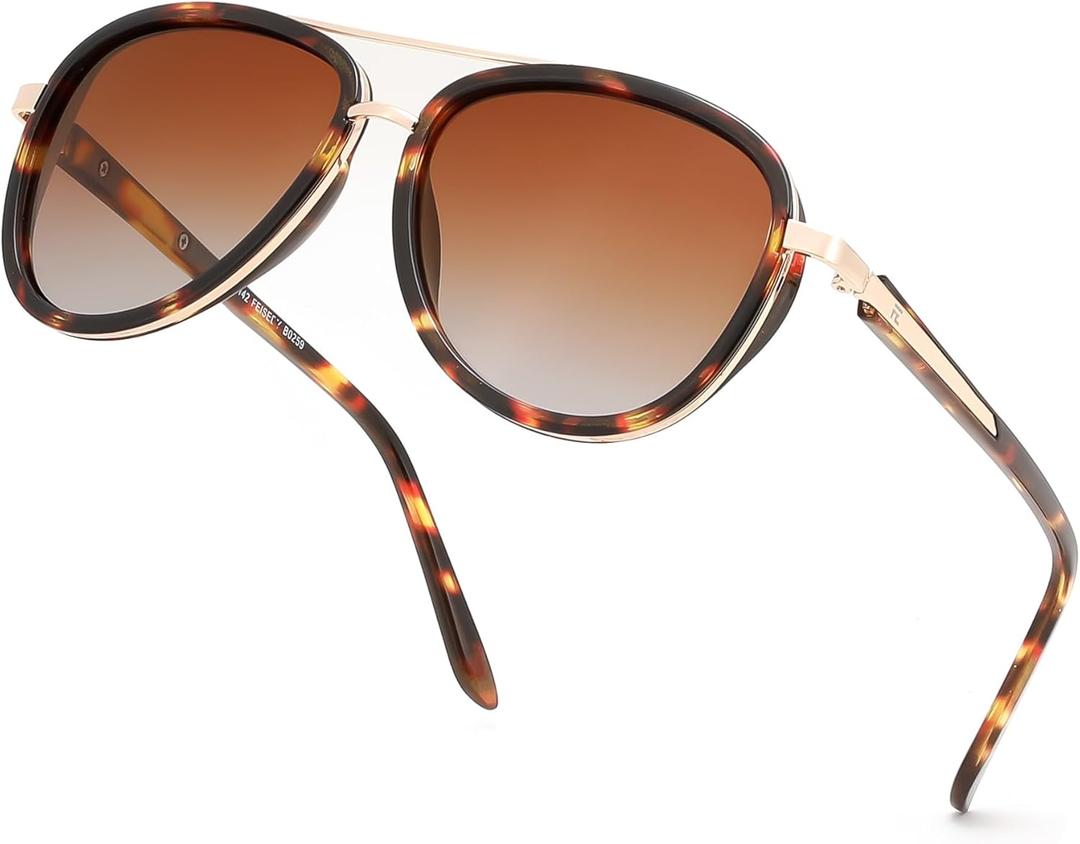 FEISEDY Retro Polarized Aviator Sunglasses for Women Men Vintage Square Sunglass With Classic Style B0259