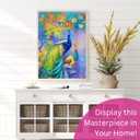 Modern Merch Birds Diamond Art for Adults, Peacock Feather Landscape 5D Diamond Painting for Adults, DIY Bird Decor Cross Stitch Gem Art Full Round Drill 12x16