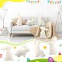 Huwena 4 Pcs Easter Bunny Pillows Decorative Bunny Shaped Throw Pillow Wool White Soft Rabbit Cute Plush Stuffed Pillow Cushion for Sofa Bed Bedroom Living Room Party Outdoor Home Decoration Couch